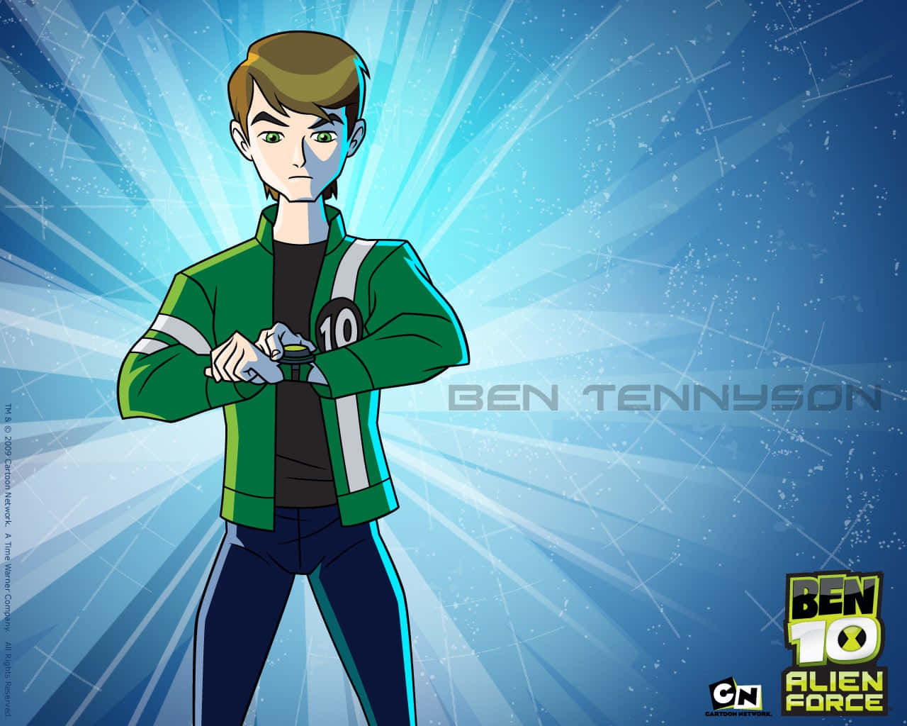Ben 10 using his powers to bravely protect Earth