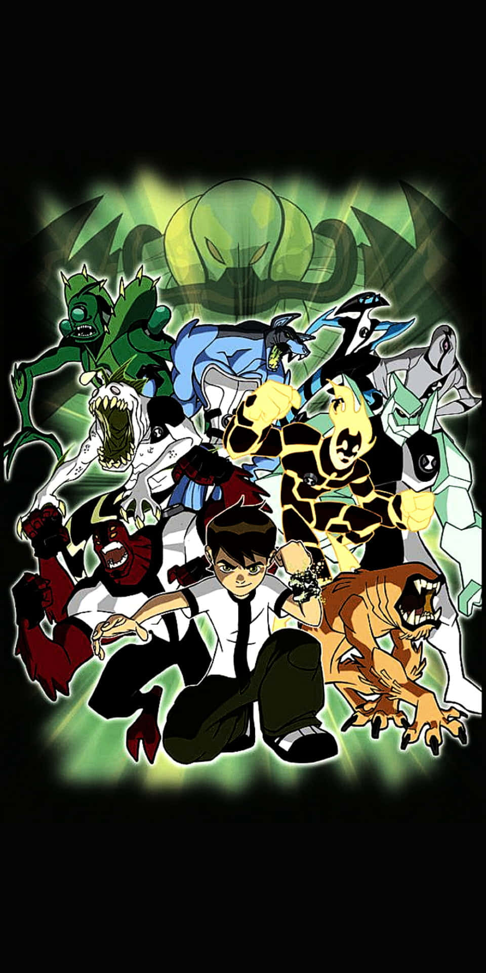 A Cartoon Of A Group Of Characters In A Dark Background