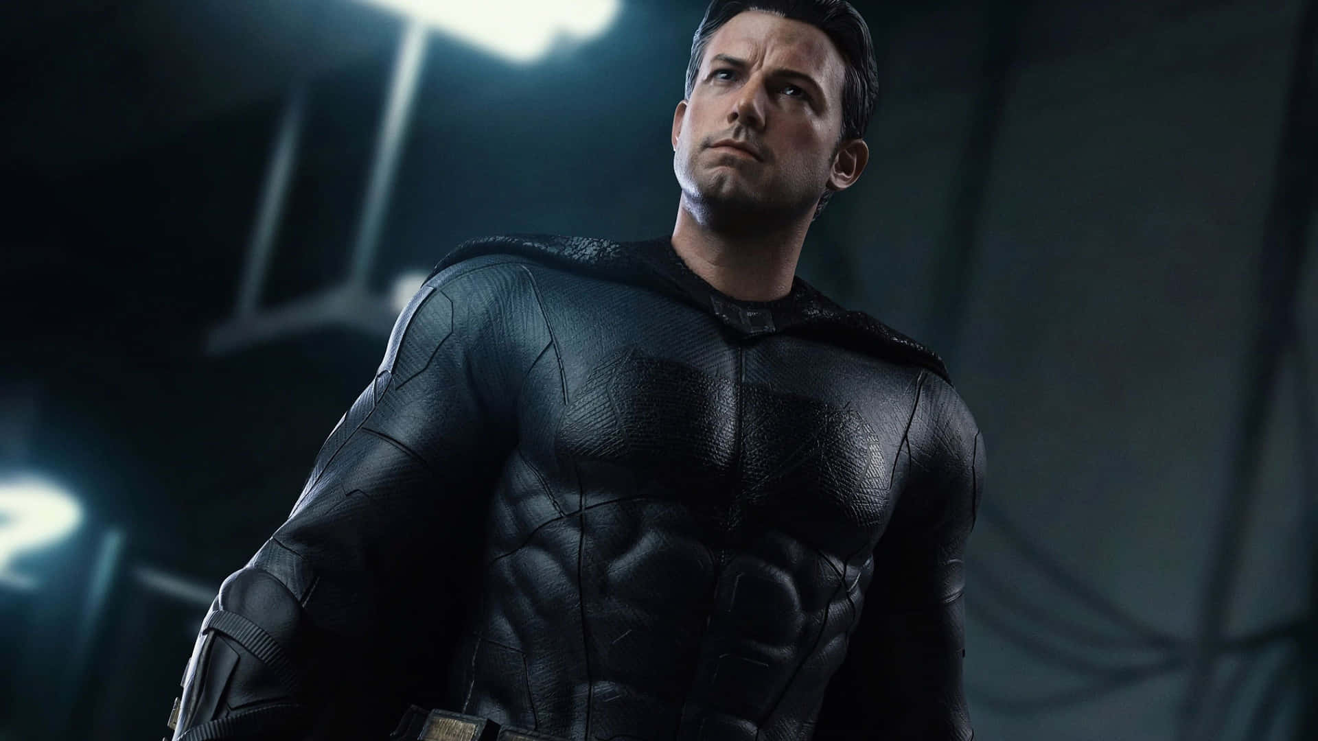 Ben Affleck looking intense in a black and gray ensemble