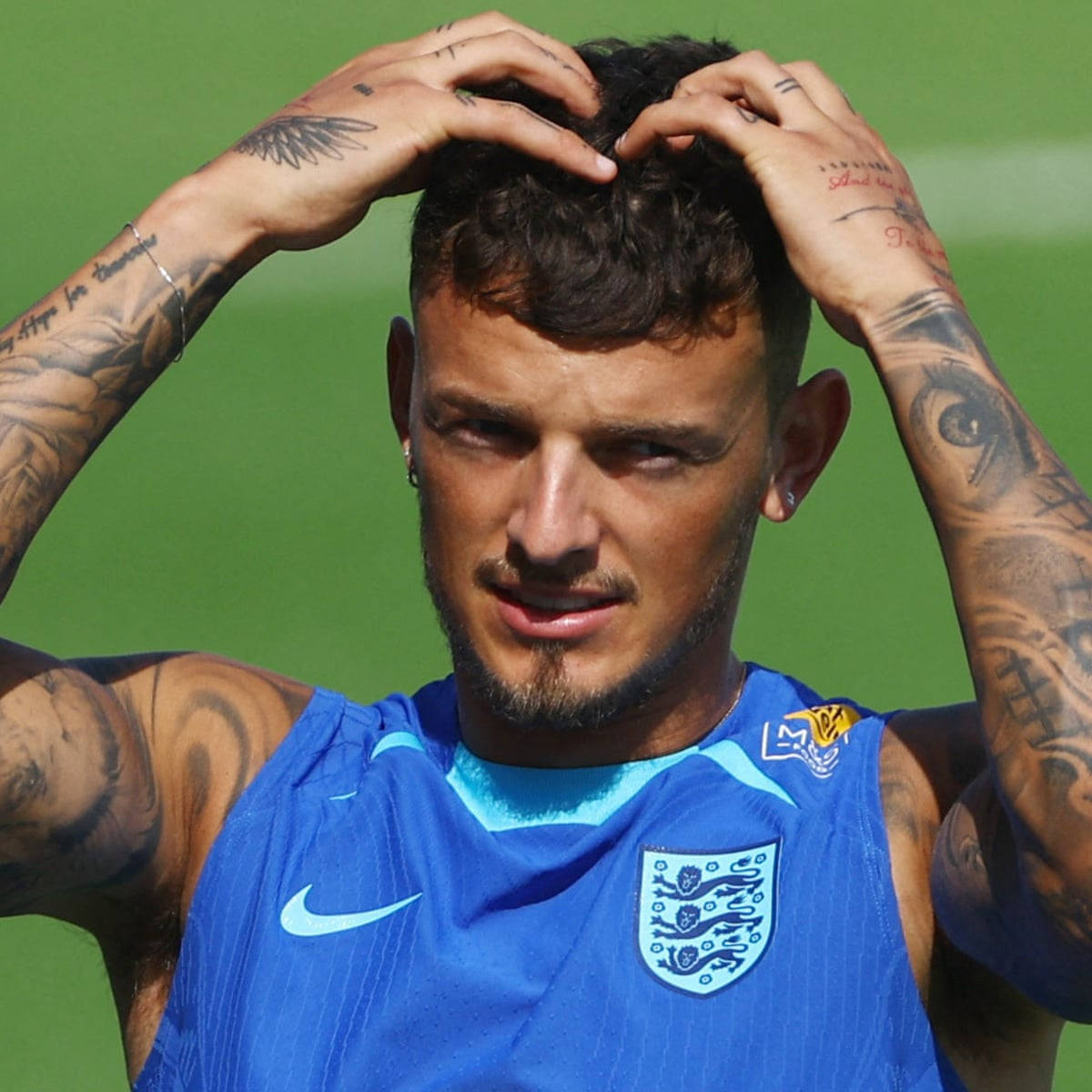 Ben White of Arsenal reveals a tattoo on his back as he speaks to Rob  News Photo  Getty Images