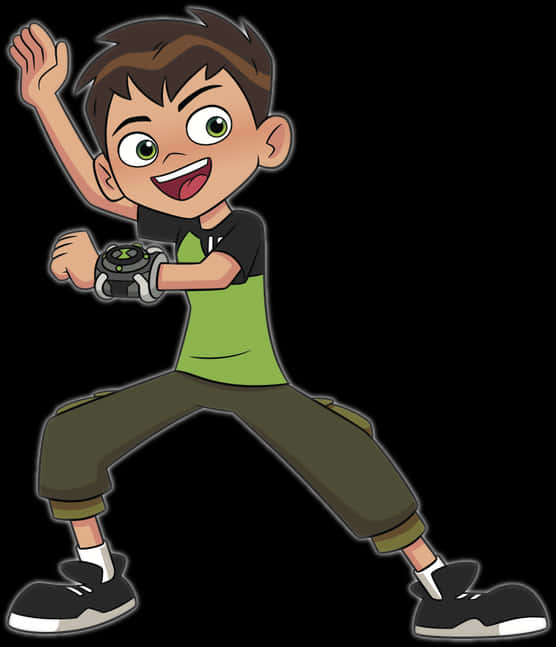 Download Ben10 Excited Pose With Omnitrix | Wallpapers.com