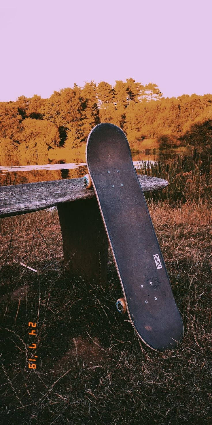 Bench And Skateboard Iphone Background