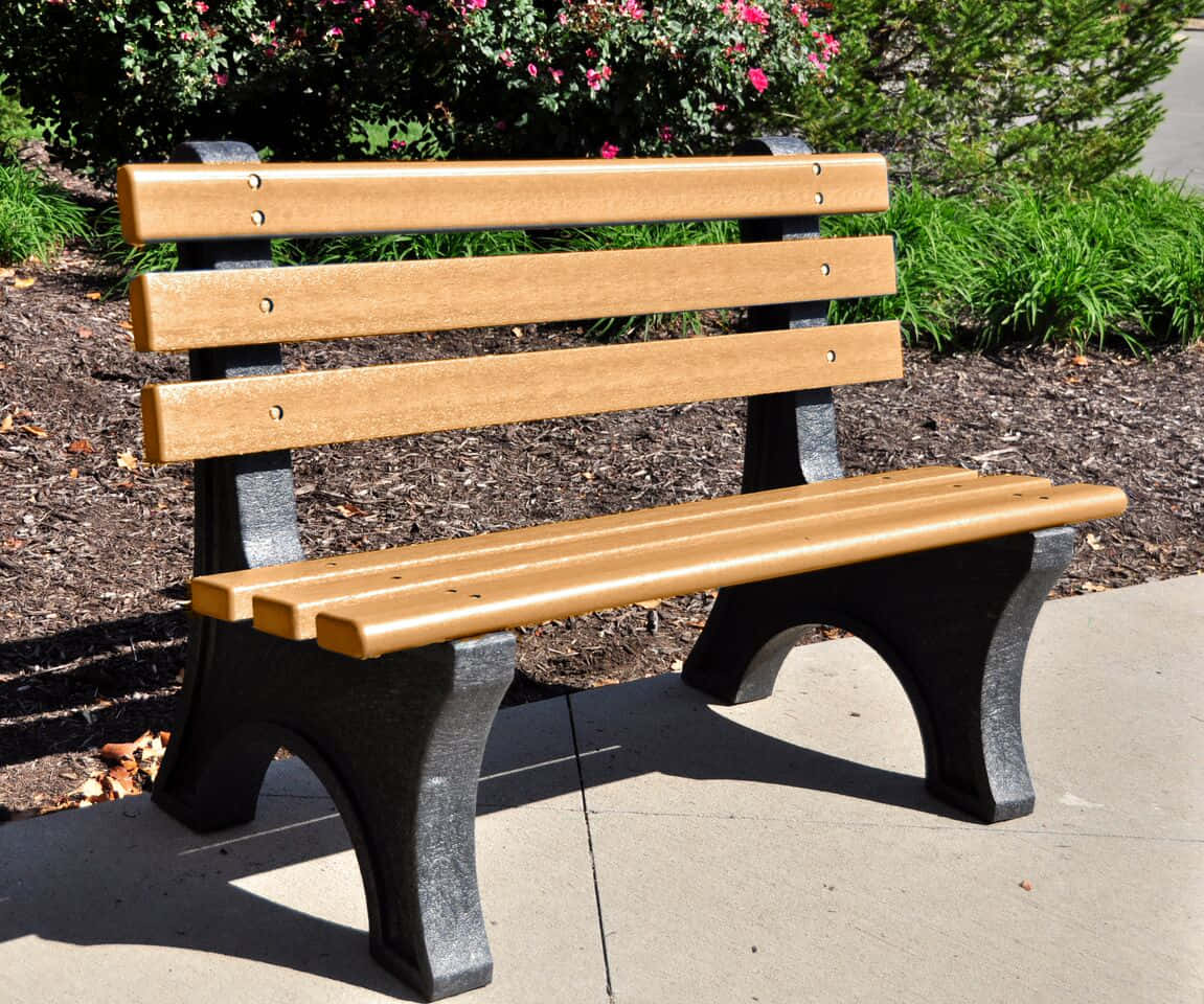 A Bench With A Wooden Seat