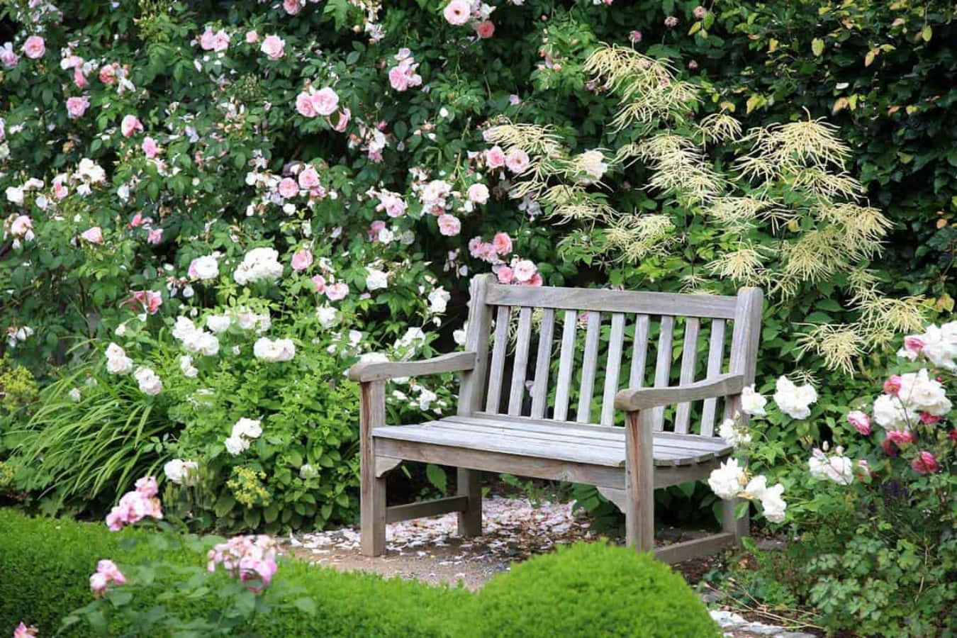 Take a break and relax with a classic park bench.