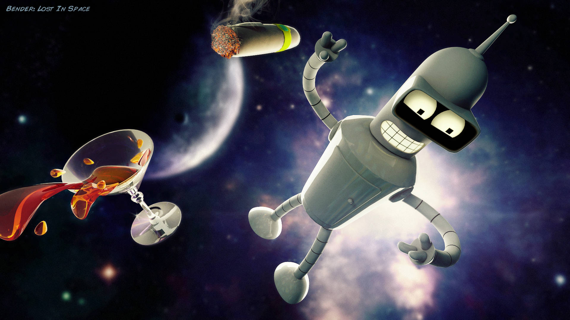 Bender In Space Futurama Wallpaper