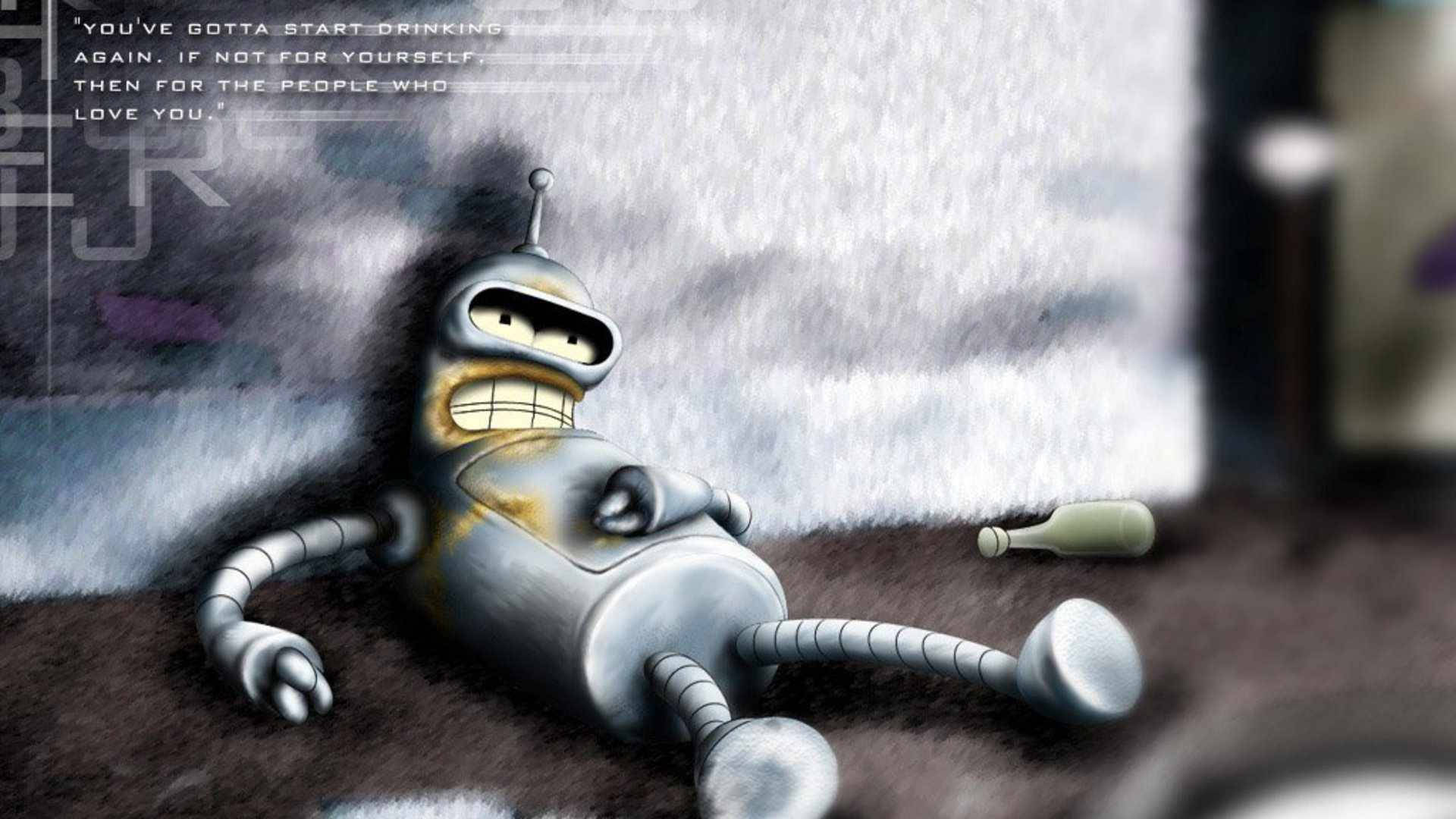 Bender lægning ned Futurama Wallpaper