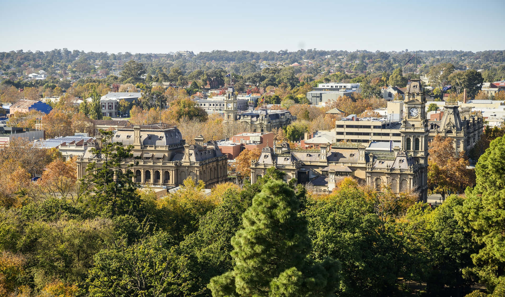 Bendigo Stadsgezicht Herfst Uitzicht Achtergrond