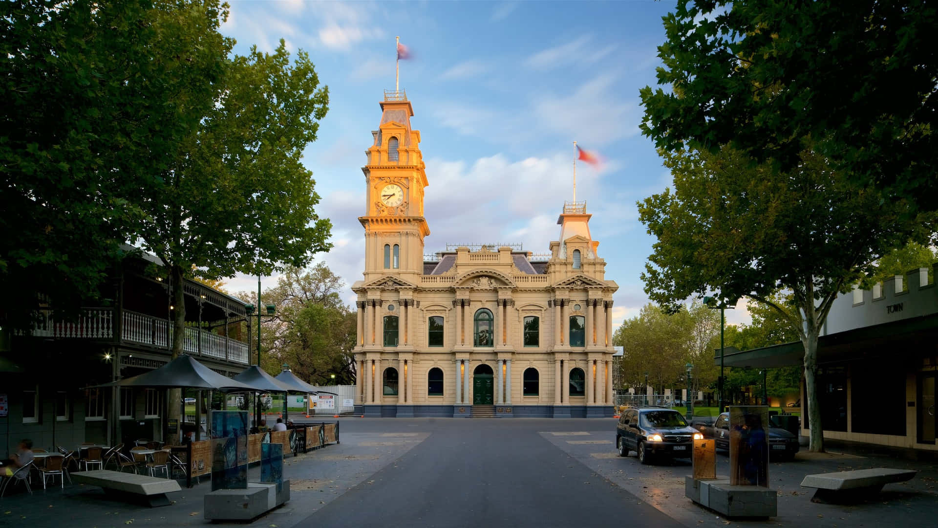 Bendigo Historisch Stadhuis Dusk Achtergrond