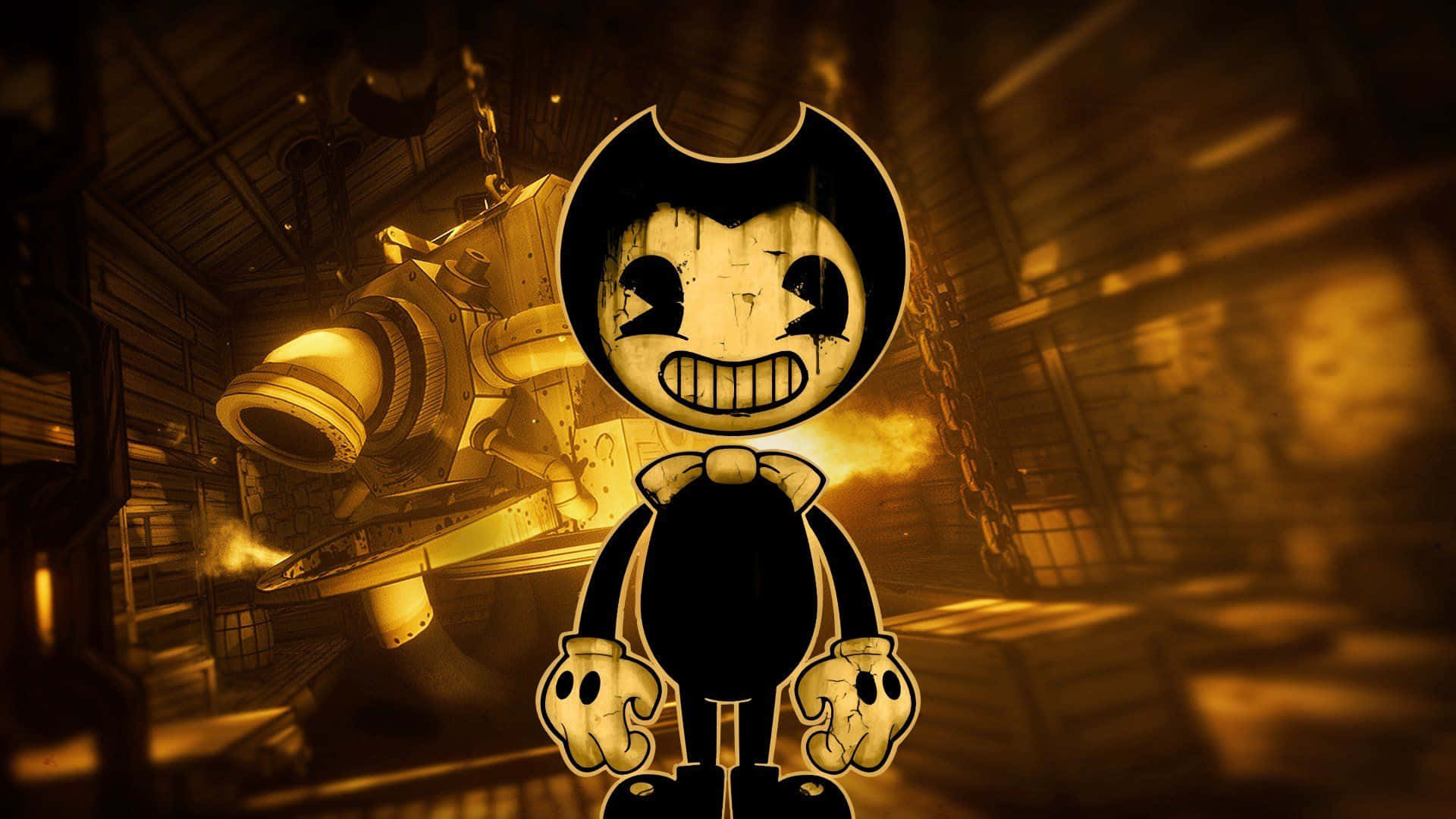 Bendy striking a pose in the vintage world of animation Wallpaper
