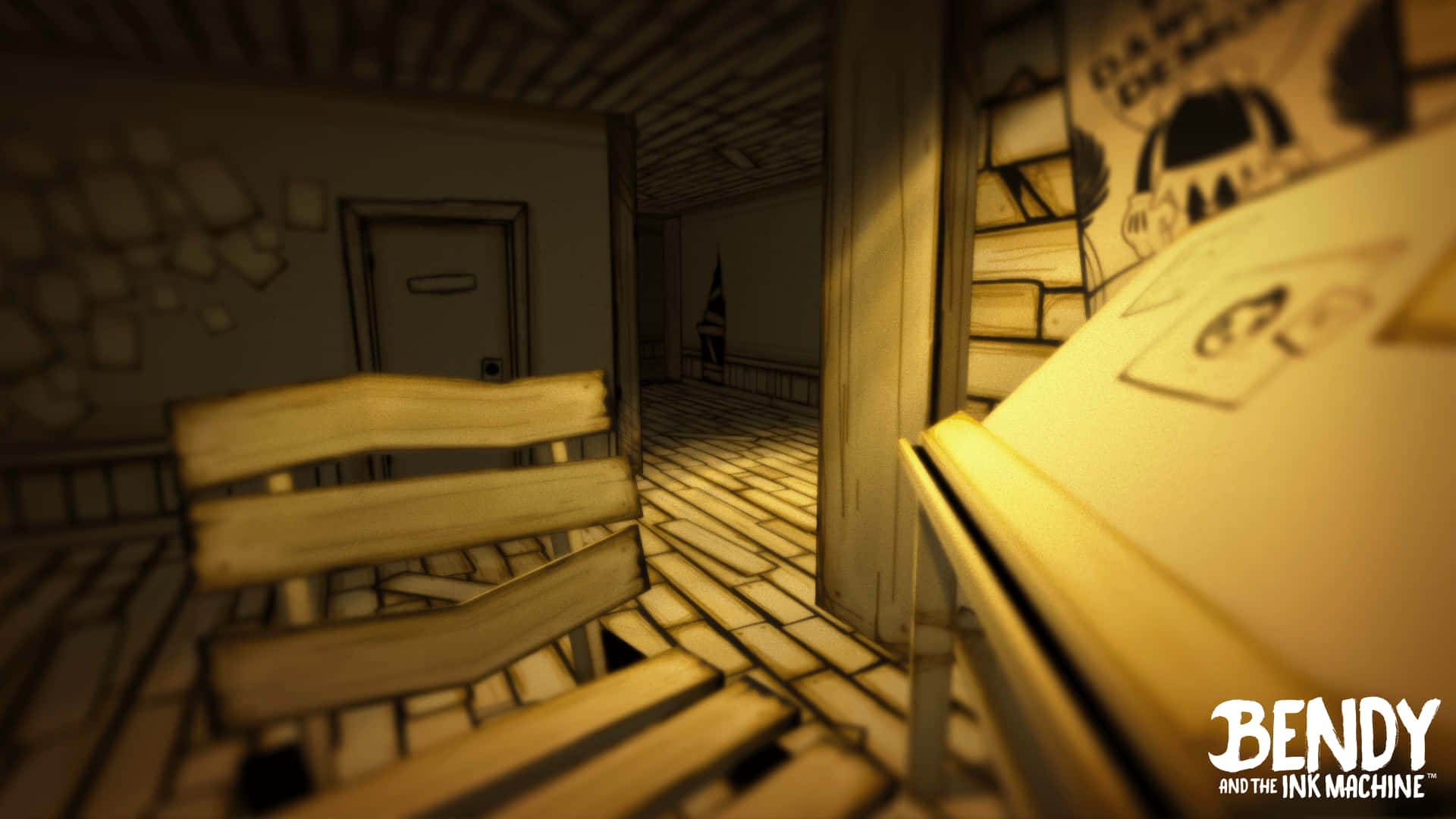 Bendy And The Ink Machine Wooden Chair Wallpaper