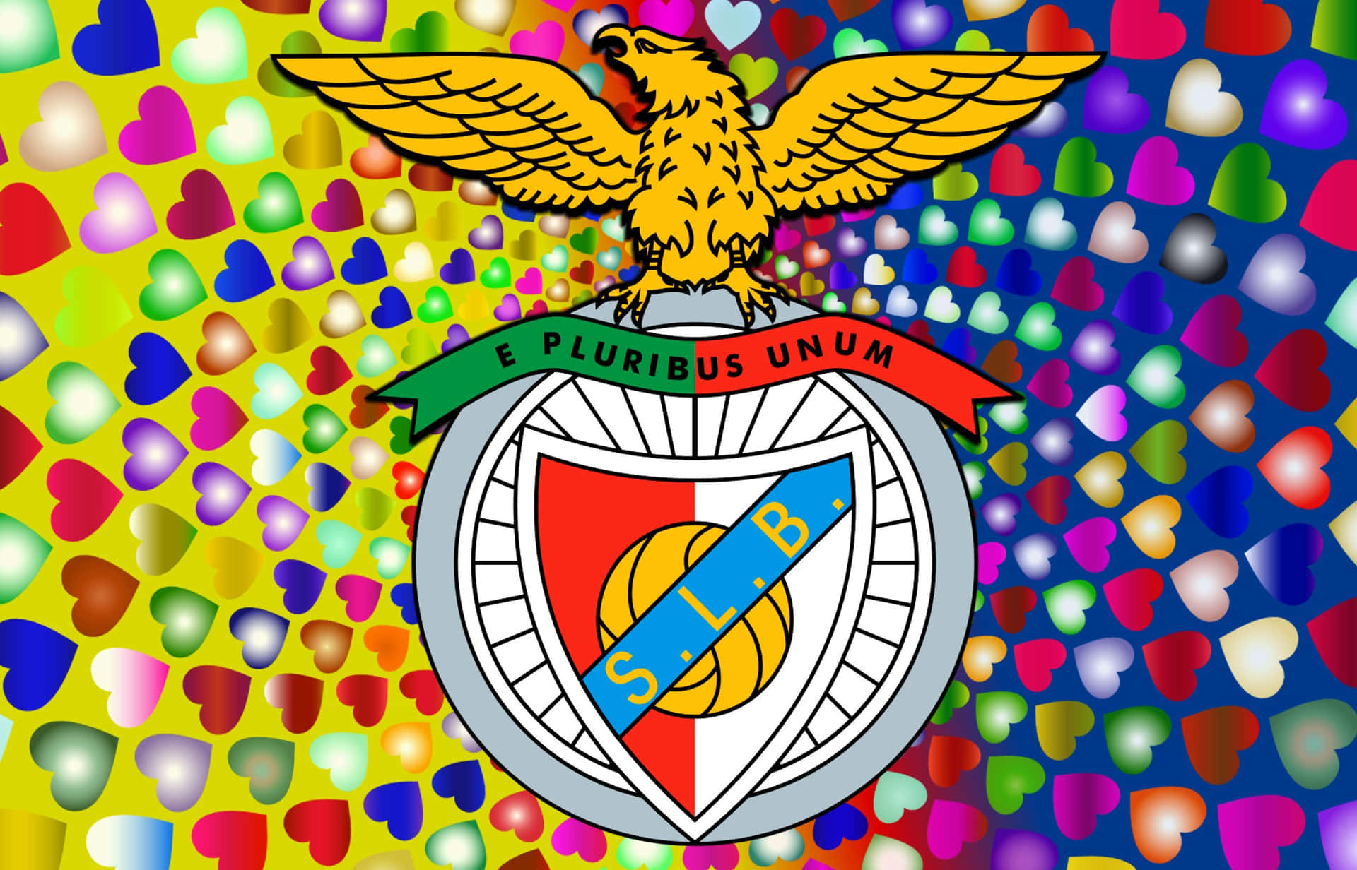 Benfica Crest Colorful Hearts Background Wallpaper