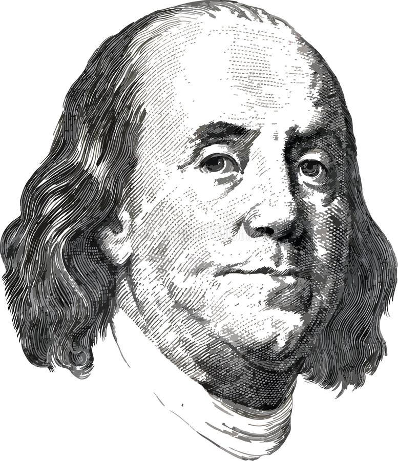 Retratoen Blanco Y Negro De Benjamin Franklin. Fondo de pantalla