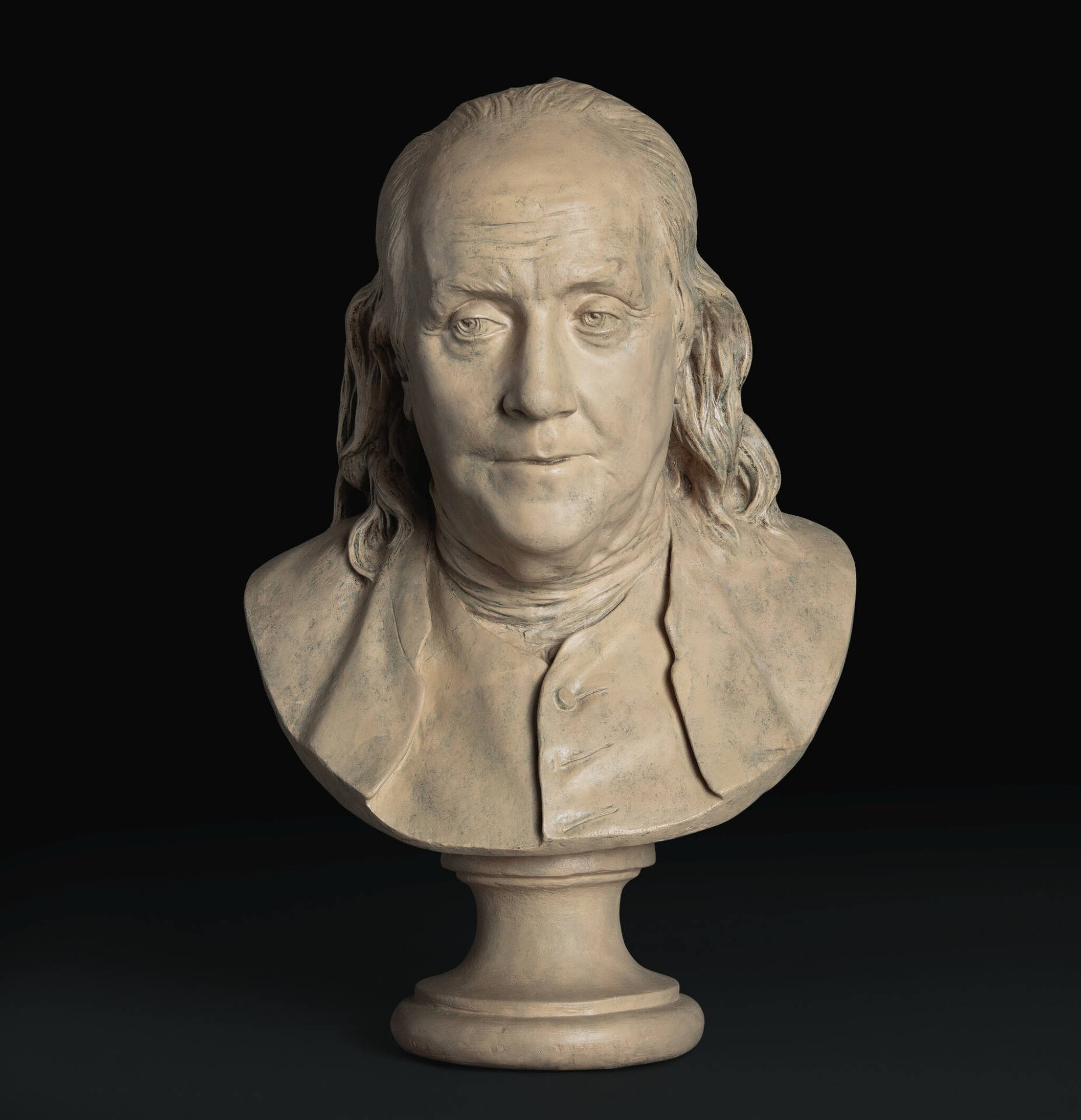 Esculturade La Estatua Del Busto De Benjamin Franklin. Fondo de pantalla