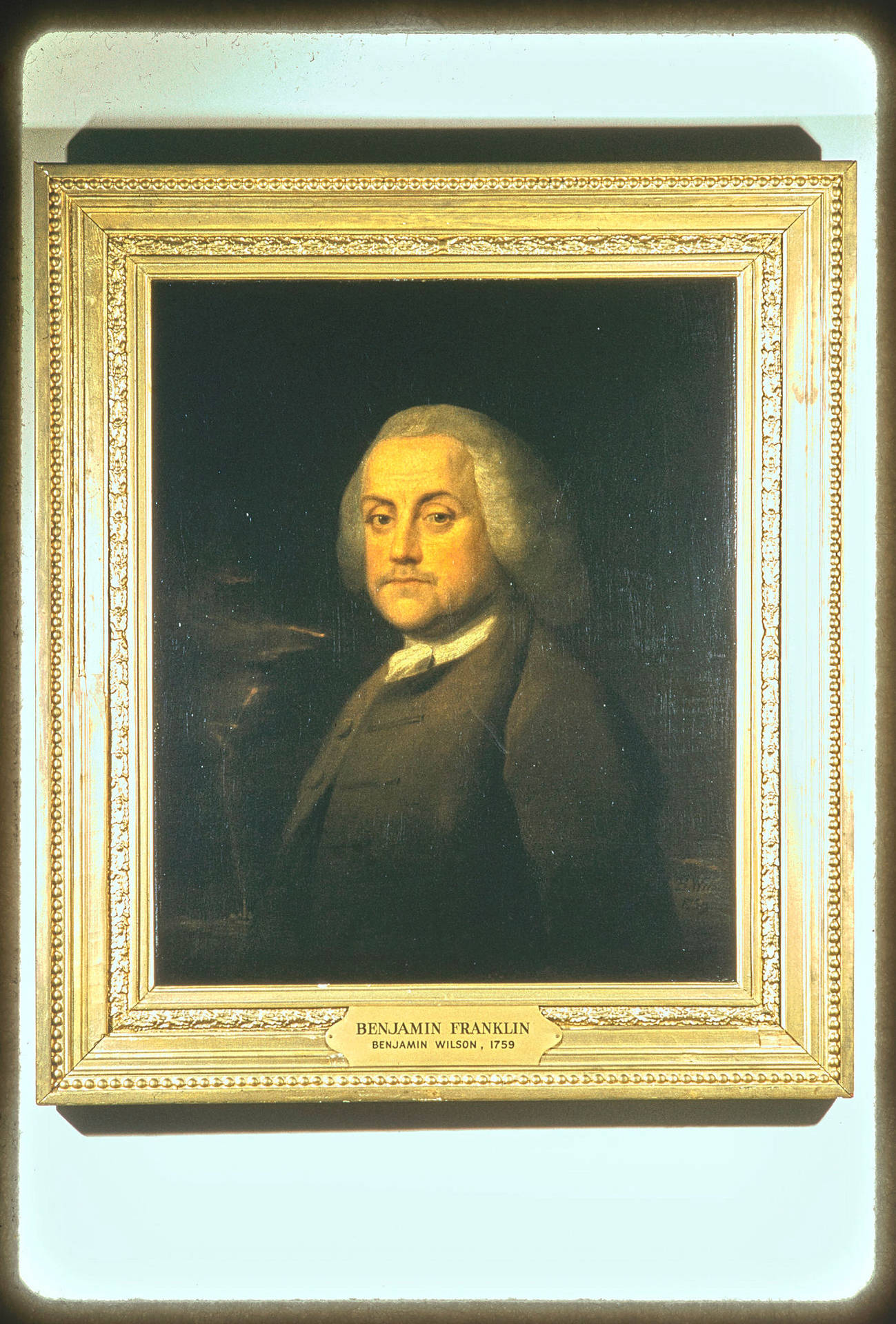 Pinturade Benjamin Franklin Con Marco Dorado. Fondo de pantalla