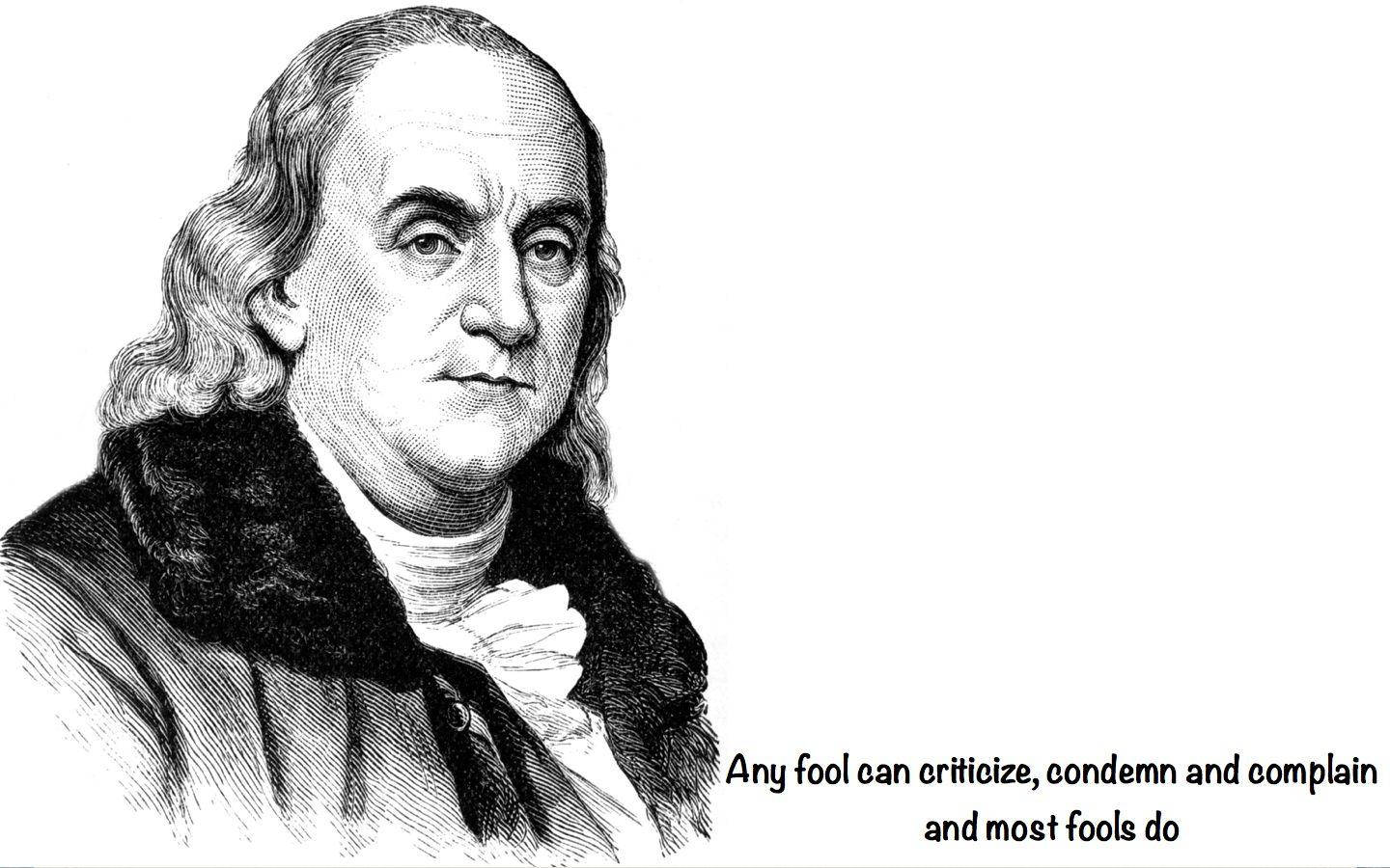 Retratode Benjamin Franklin Con Una Cita. Fondo de pantalla