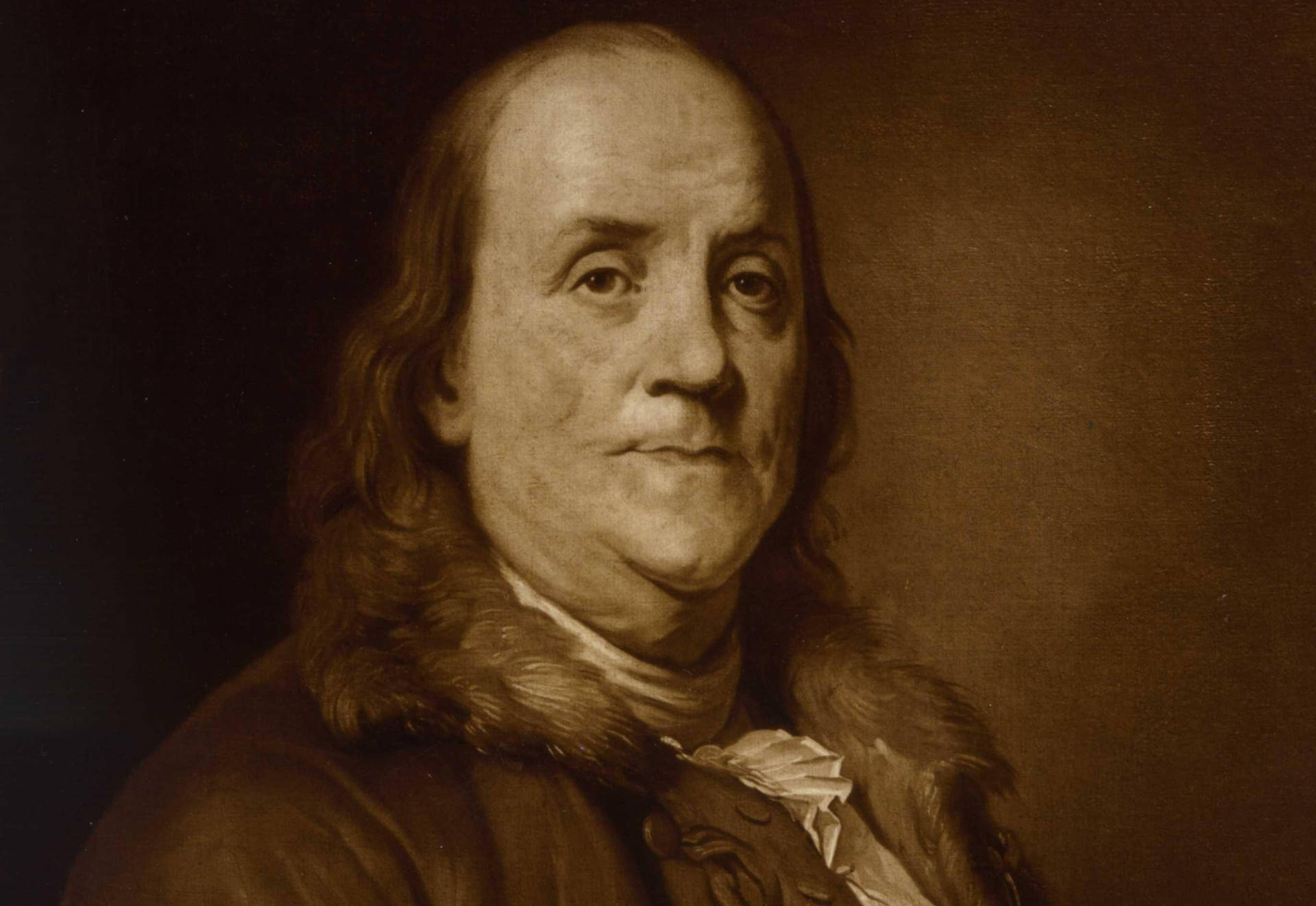 Benjamin Franklin Sepia Portrait Wallpaper