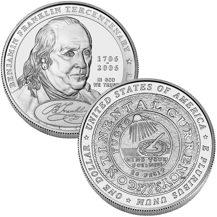 Benjamin Franklin Tercentenary Commemorative Coin PNG