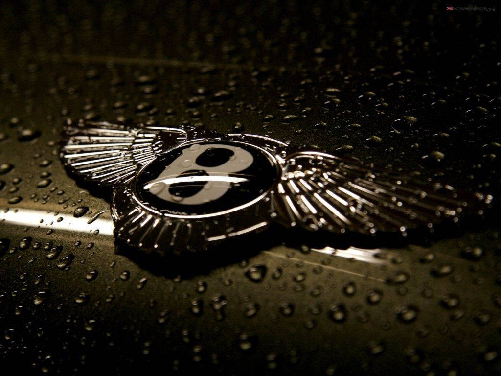 Bentley Big B Emblem Skræppeblad Tapet: Emblem af Bentley Big B på et skræppeblad mønster tapet. Wallpaper