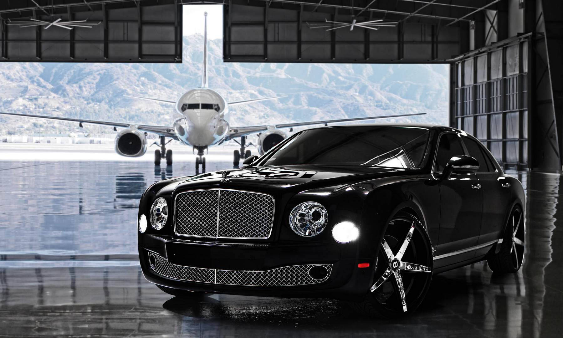 Bentley Mulsanne And Airplane Wallpaper