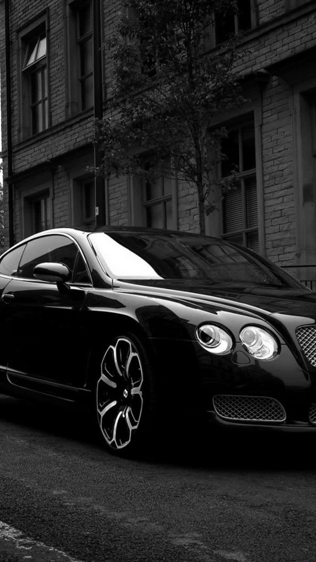 Parked Black Continental Bentley iPhone Wallpaper