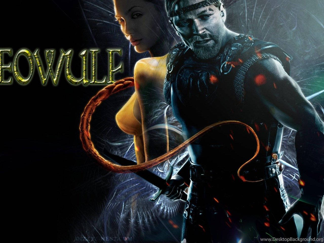 Beowulf And Angelina Jolie Poster Wallpaper