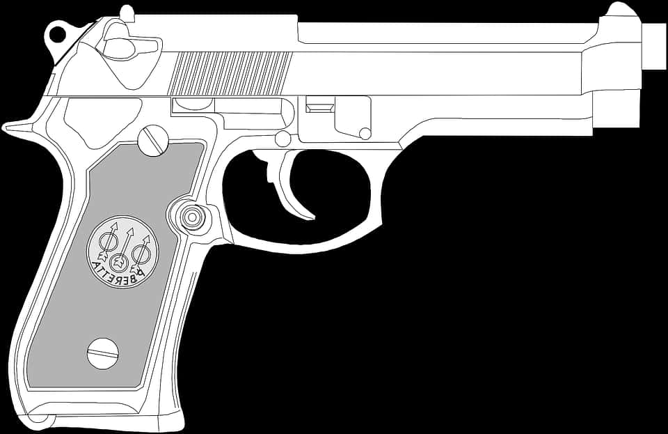 Beretta Pistol Line Drawing PNG