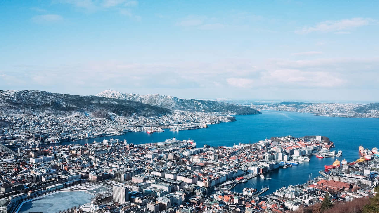 Bergen Cityscape Winter View Wallpaper