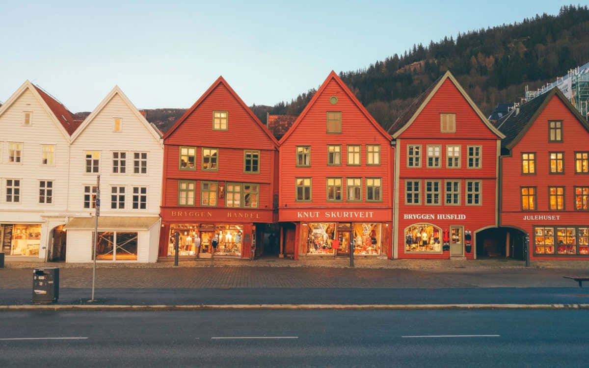 Bergen Historic Bryggen District Norway Wallpaper