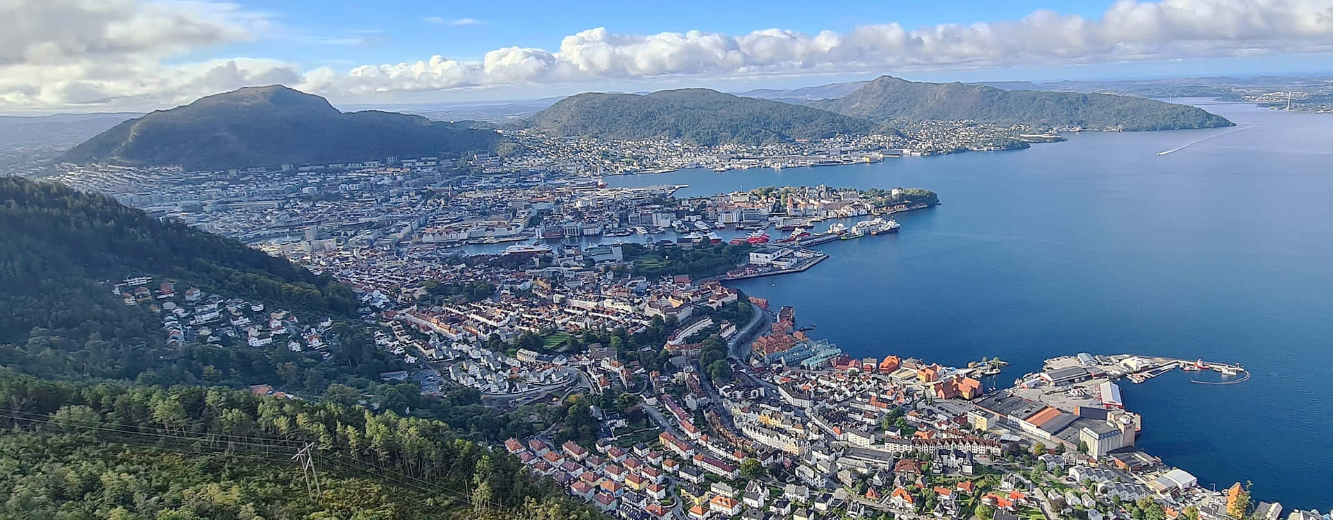 Bergen Norway Aerial View Wallpaper