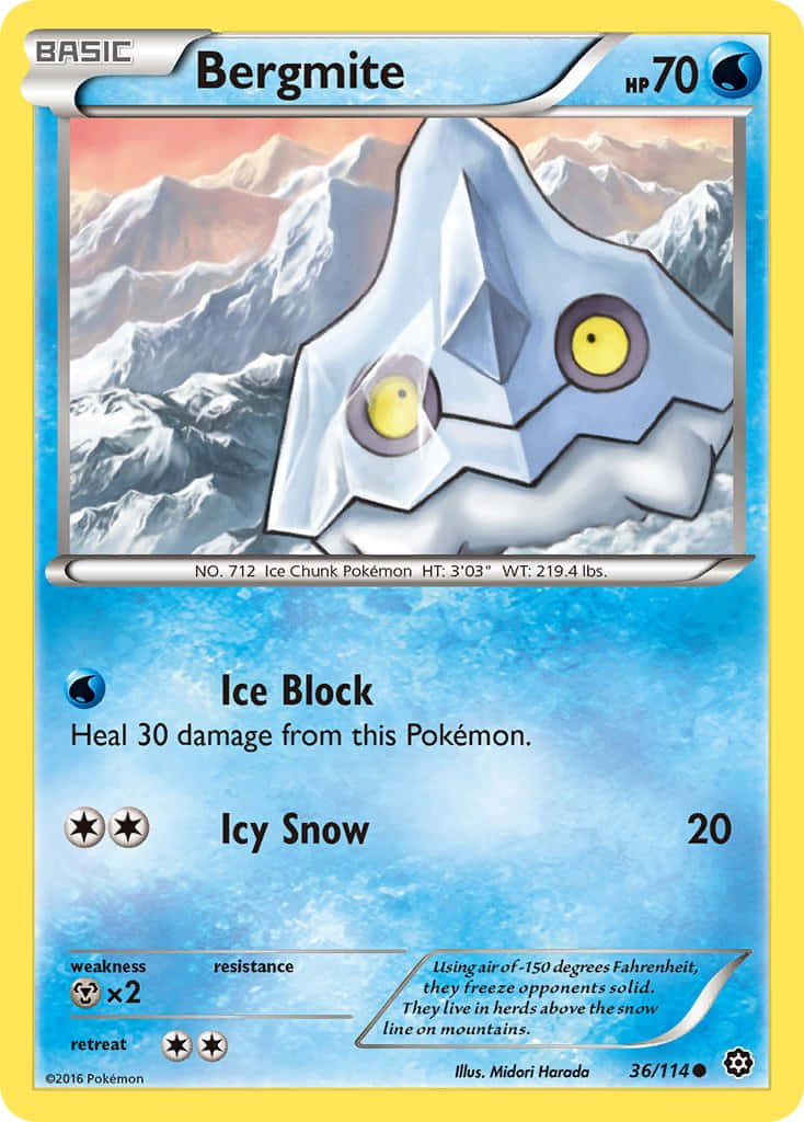 Bergmite Pokémon-kort med isblokkeevne I Maleri Wallpaper
