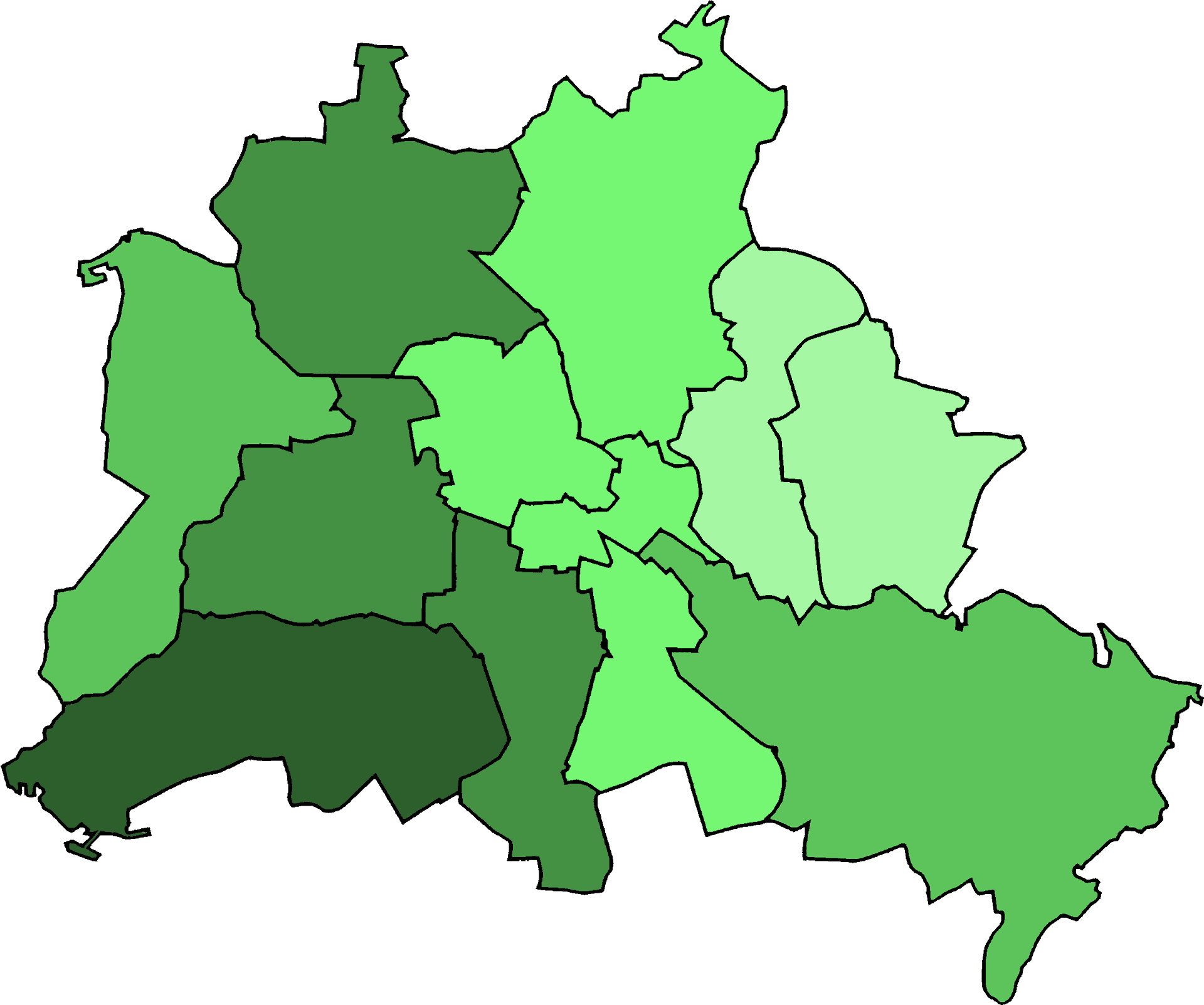 Berlin Districts Map Outline PNG