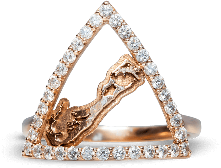 Bermuda Triangle Inspired Diamond Ring PNG