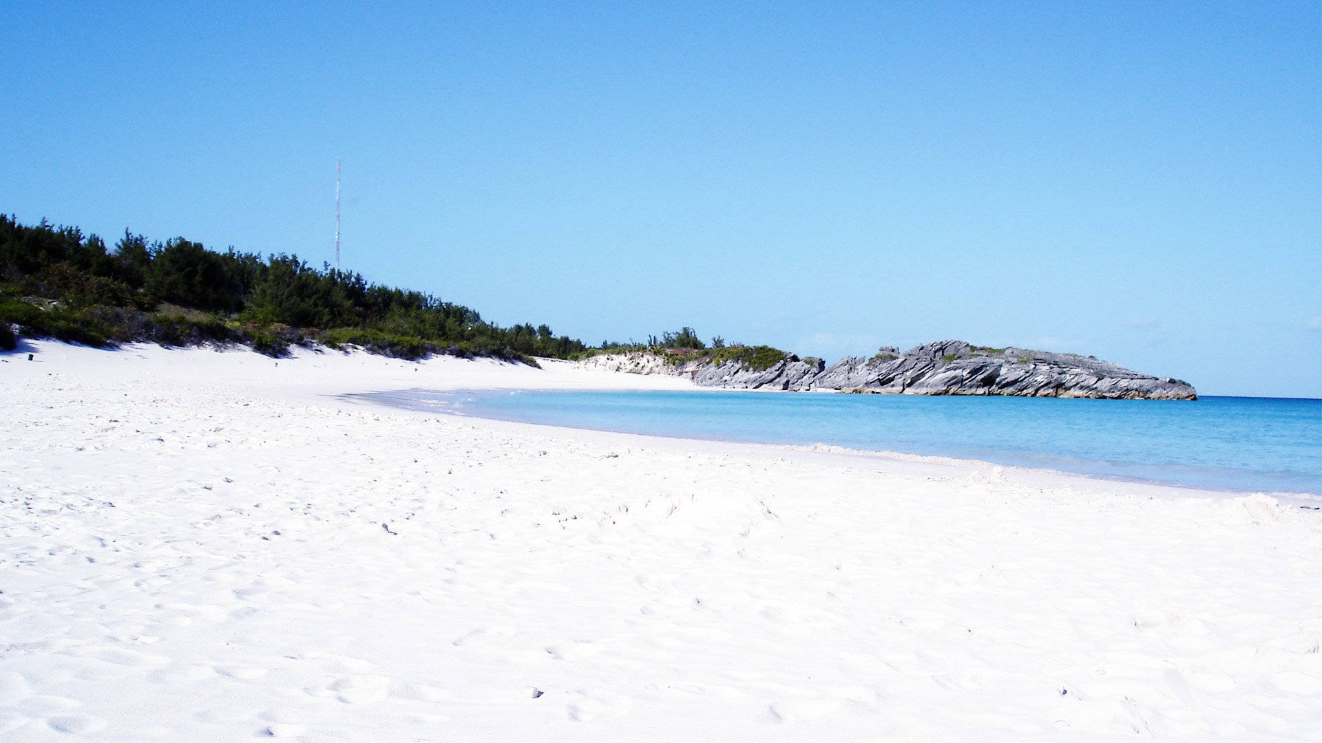 Praiade Areia Branca Em Bermuda. Papel de Parede
