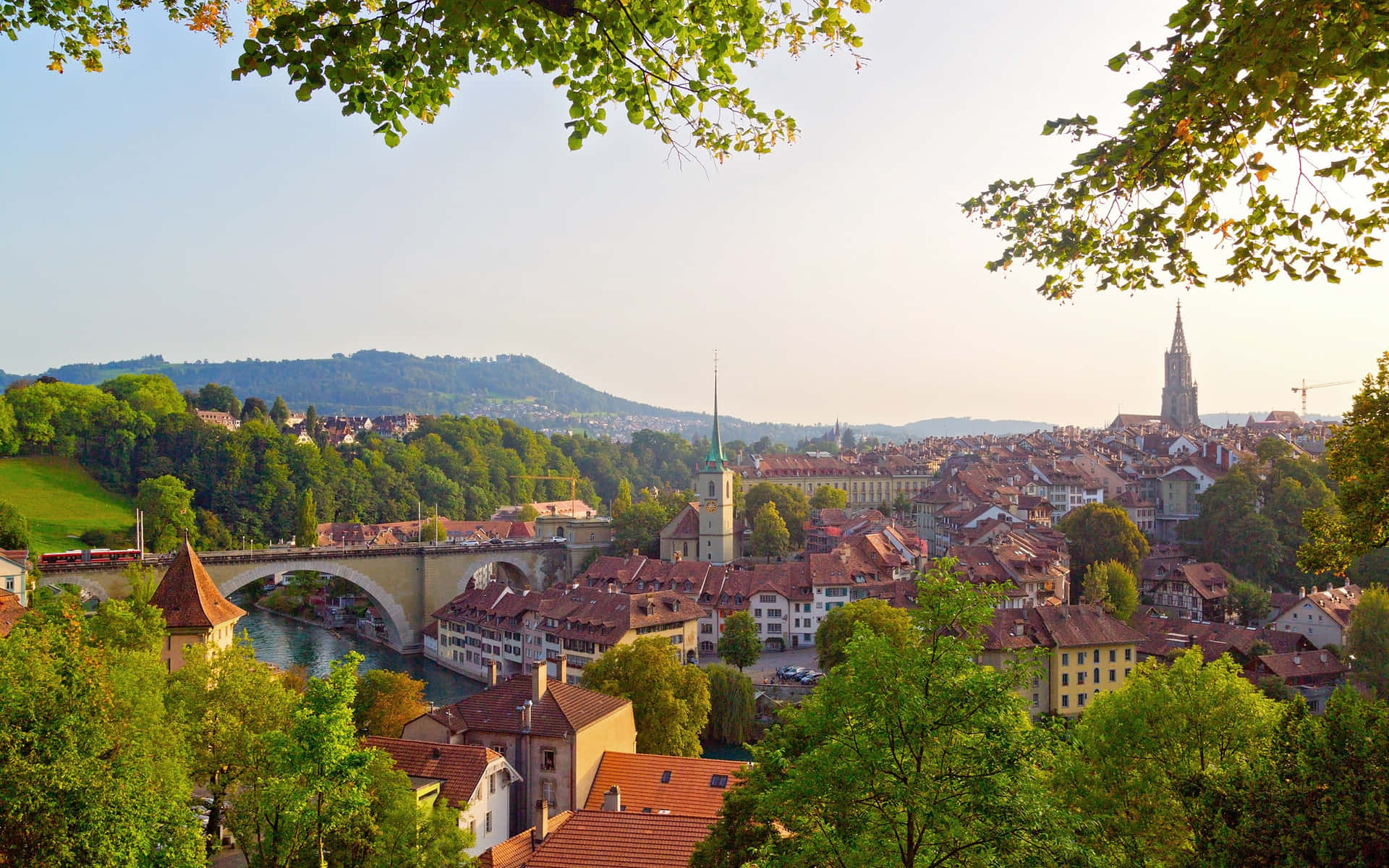 Bern Cityscape Overlooking Aare River Wallpaper