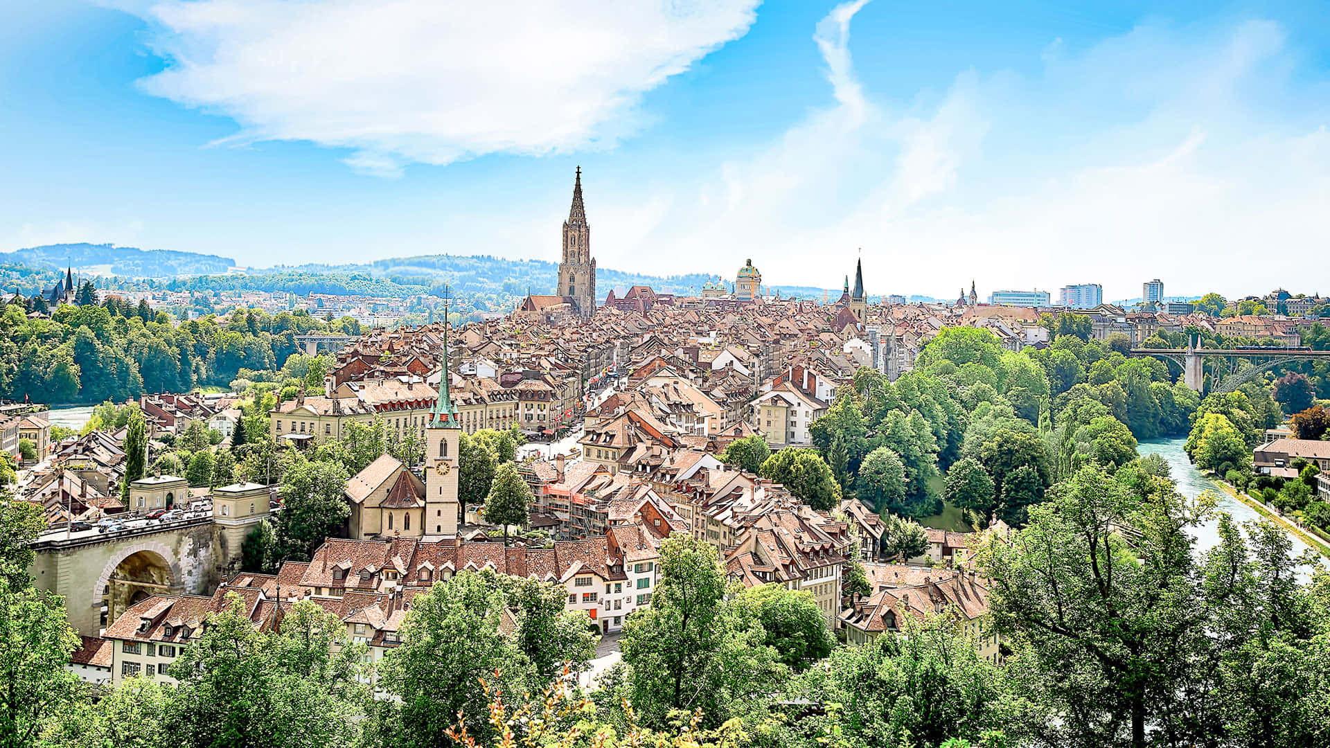 Bern Cityscape Panoramic View Wallpaper