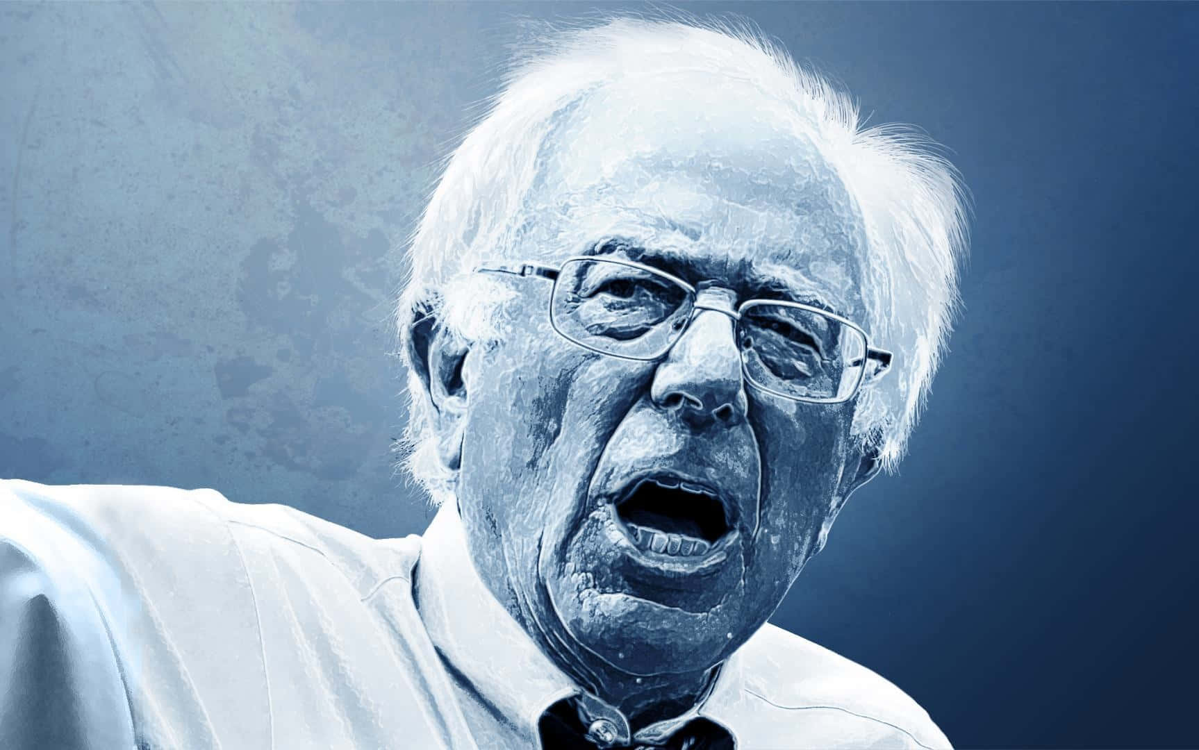 Bernie Sanders Blue Toned Portrait Wallpaper