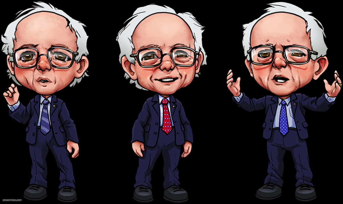 Bernie_ Sanders_ Cartoon_ Triptych PNG