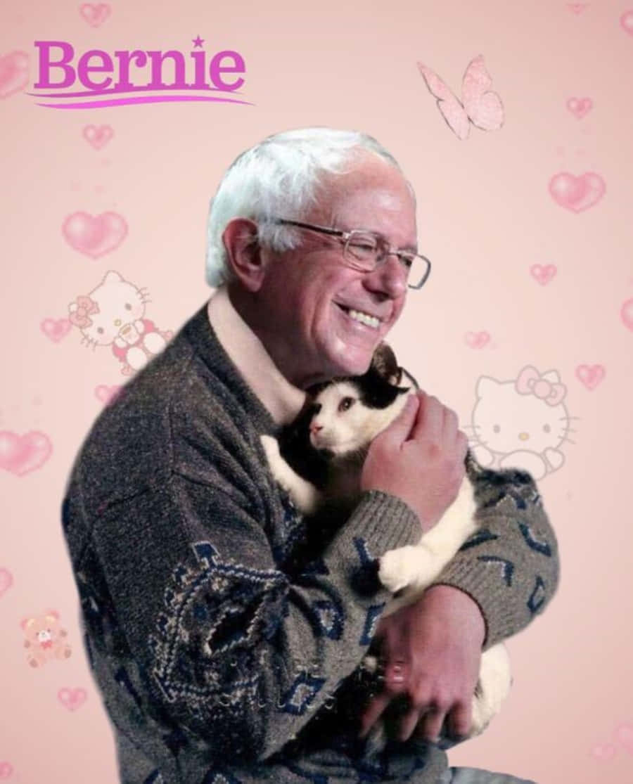 Bernie Sanders Cuddling Cat Wallpaper