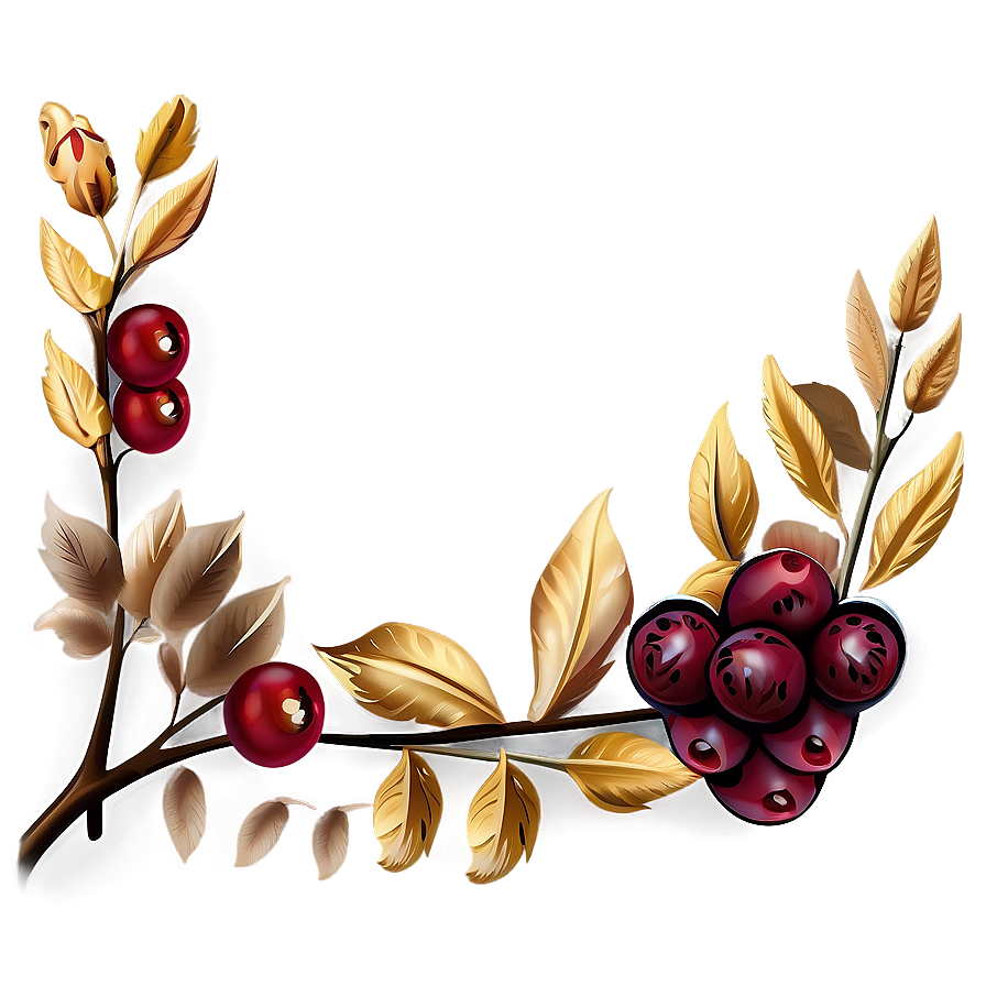 Berries And Nuts Thanksgiving Border Png 06202024 PNG