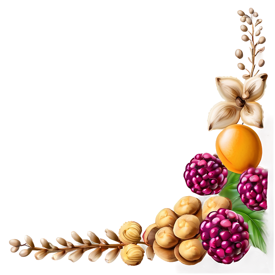 Berries And Nuts Thanksgiving Border Png 06202024 PNG