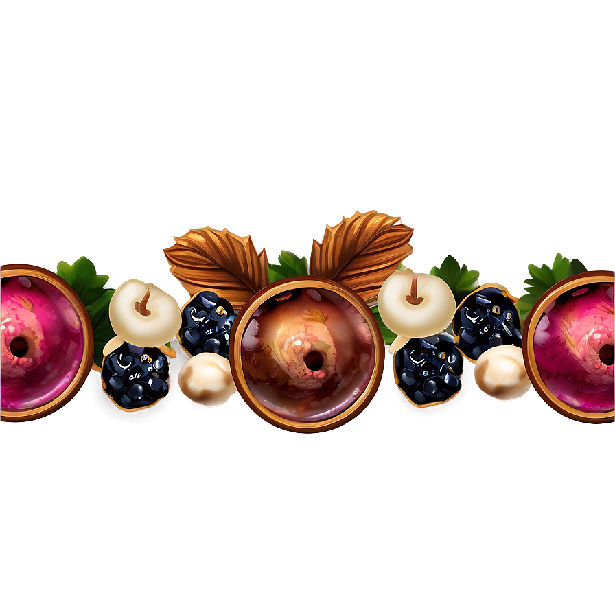 Berries And Nuts Thanksgiving Border Png 11 PNG