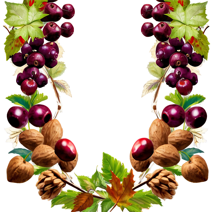 Berries And Nuts Thanksgiving Border Png Axx PNG