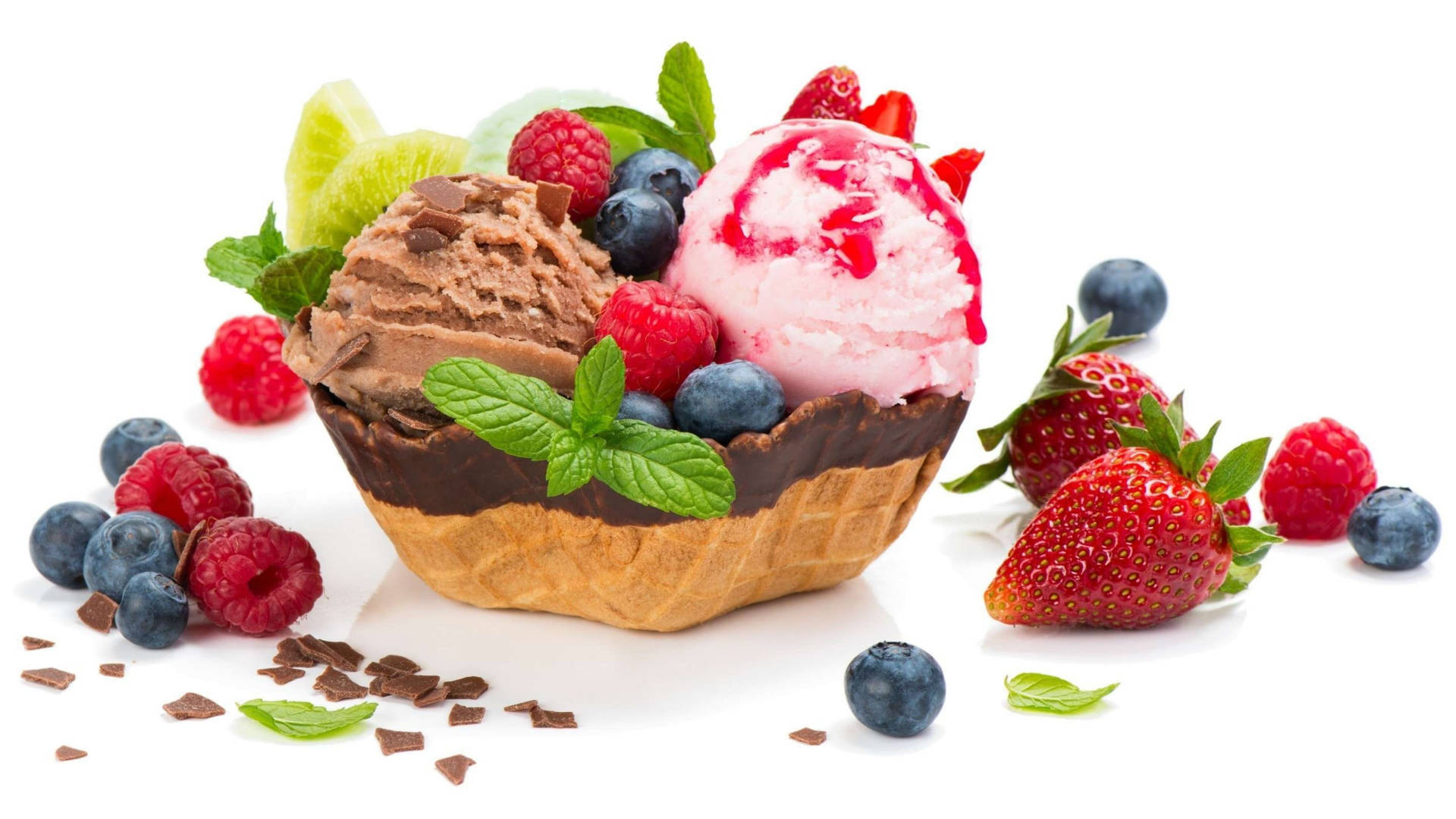 Berries Ice Cream Bowl Wallpaper