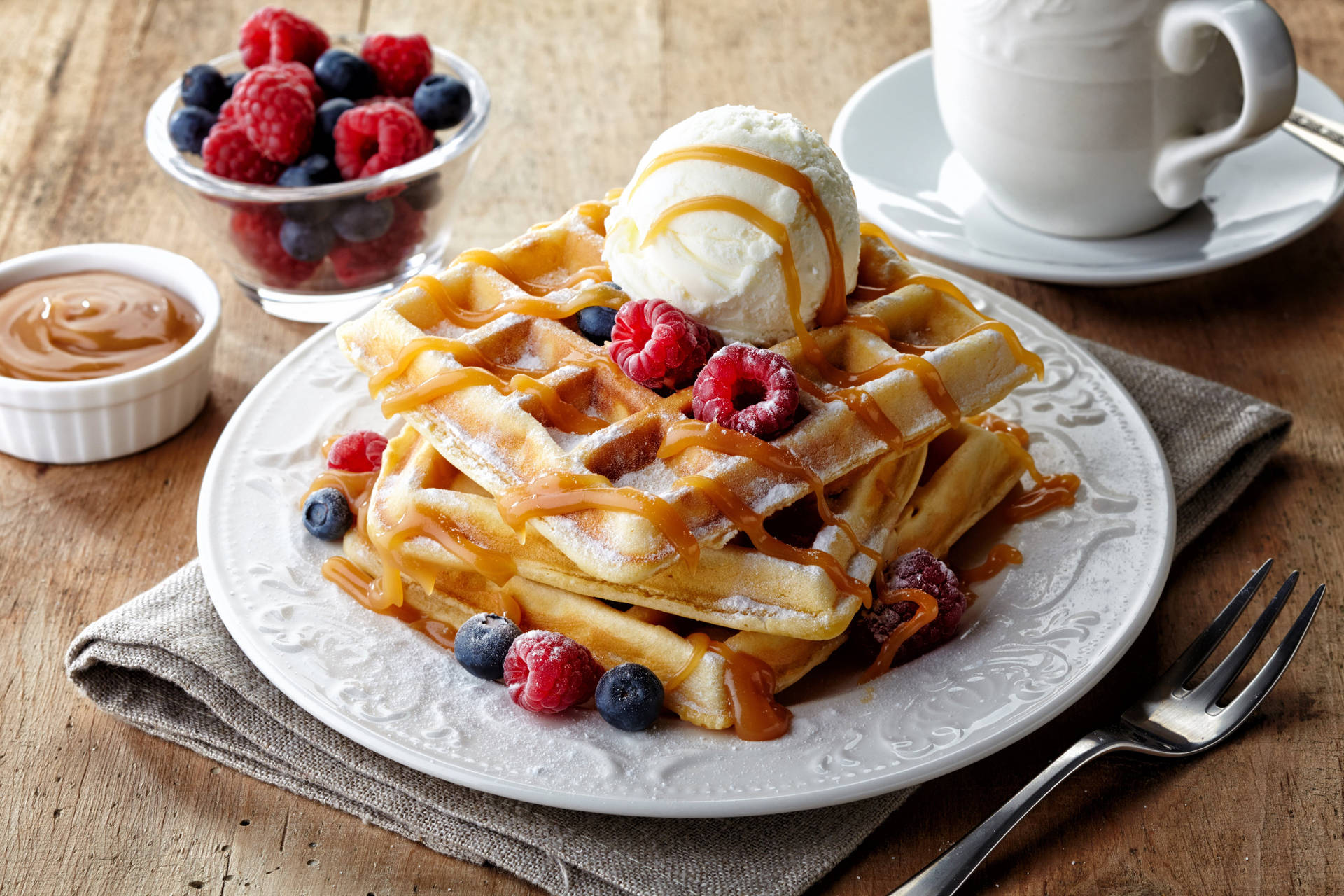 Berry Waffles With Ice Cream Wallpaper