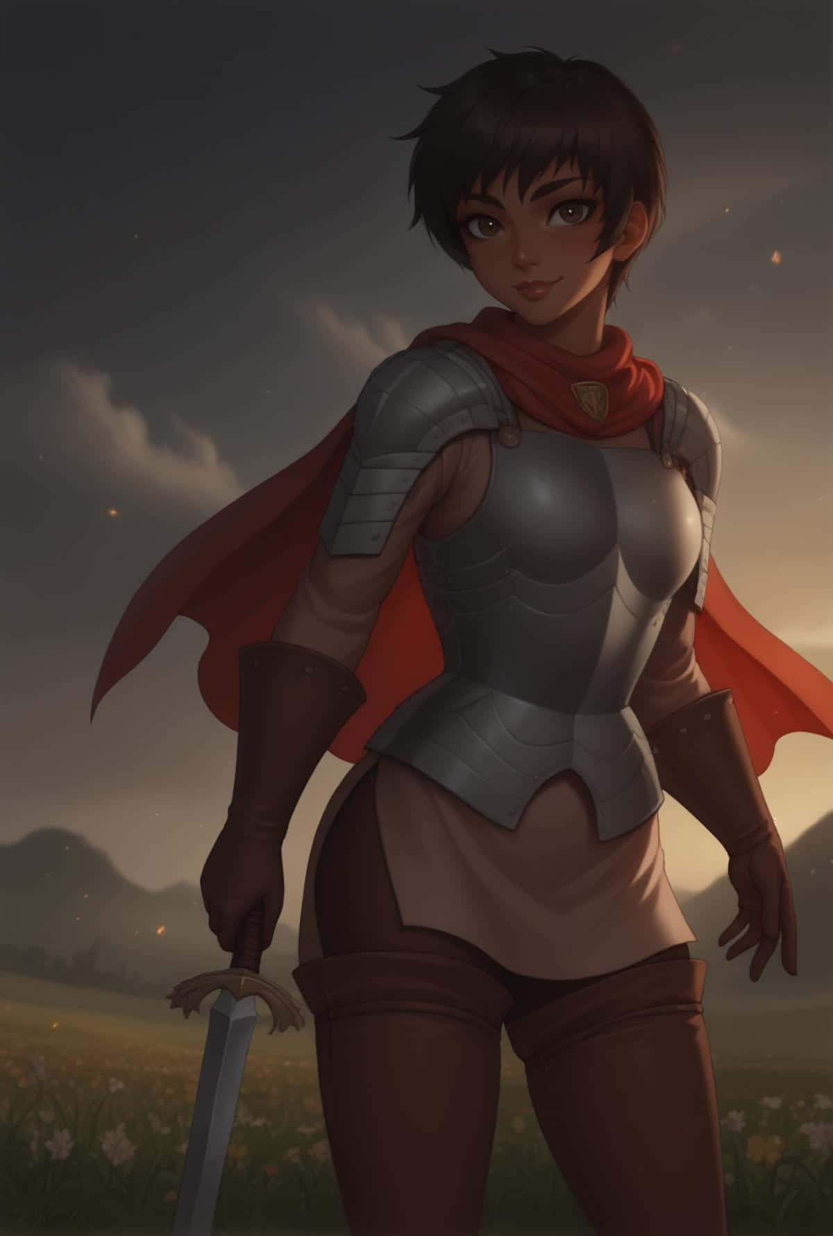 Berserk Casca Gewapende Krijger Bij Dusk Achtergrond