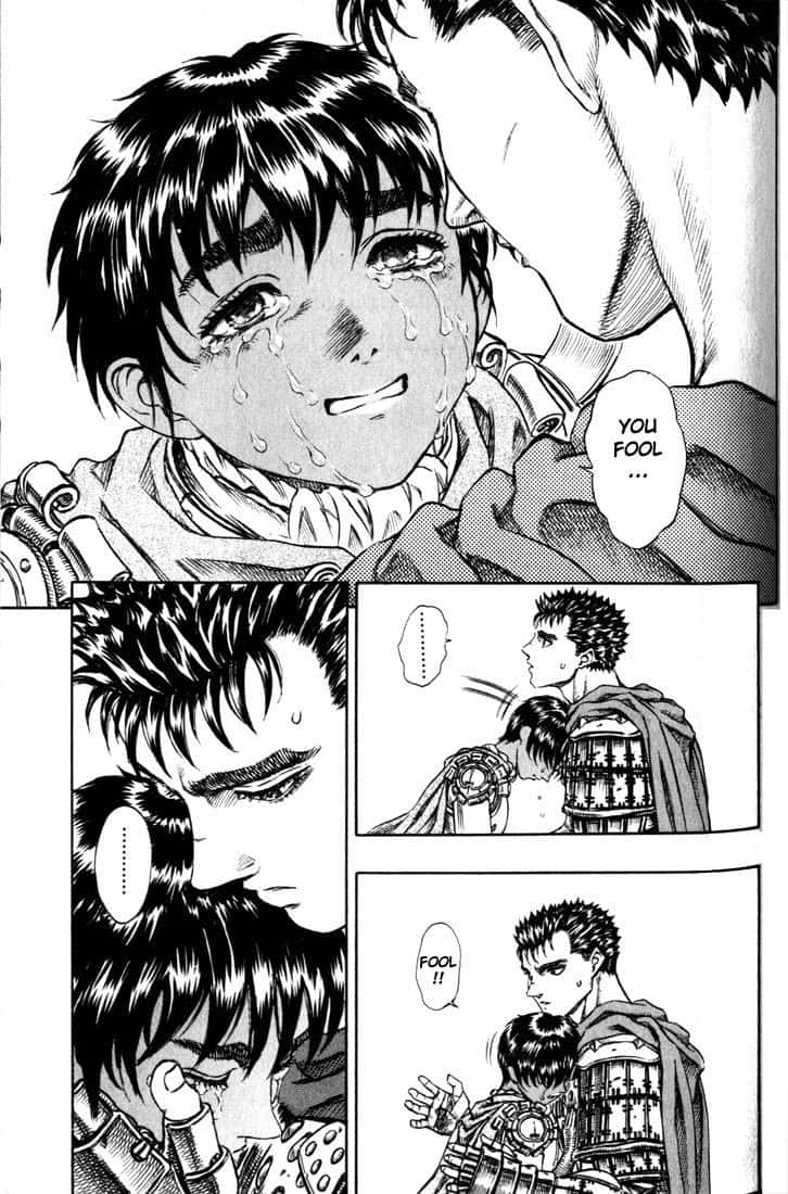 Berserk Casca Tranen En Glimlach Achtergrond