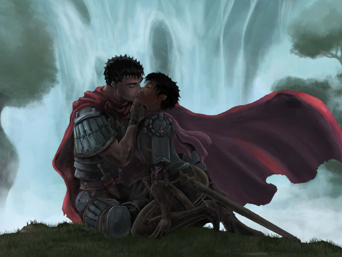 Berserk Guts En Casca Tedere Moment Achtergrond