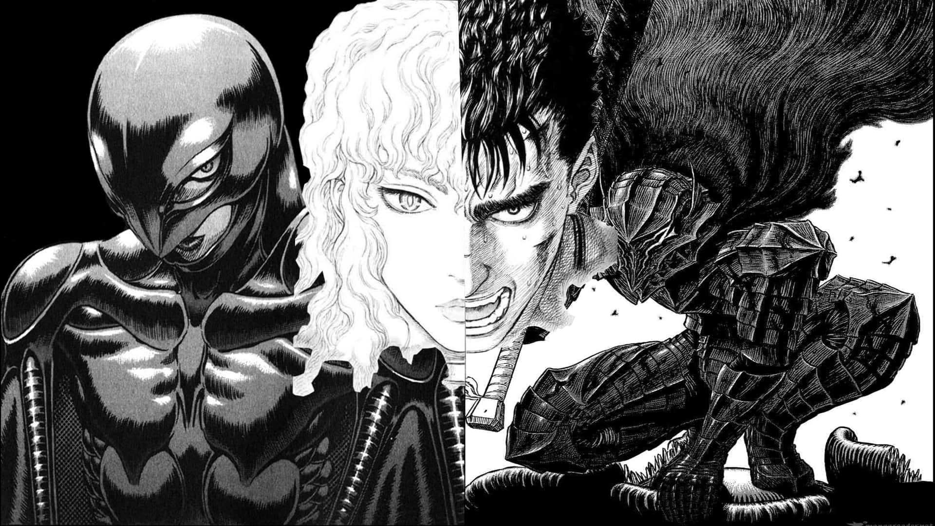 A close-up look at the artwork of the iconic Berserk manga Wallpaper