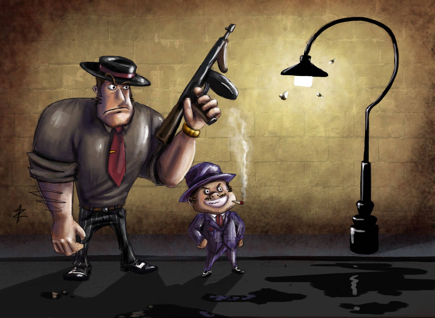 Beside Street Light Gangster Cartoon Wallpaper