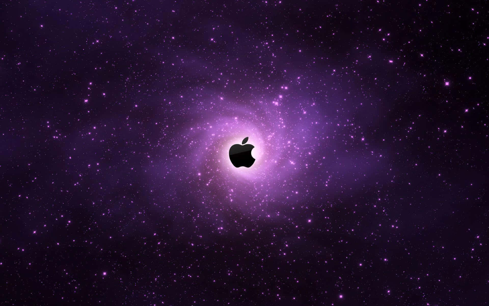 Apple Logo In The Middle Of A Purple Galaxy Wallpaper